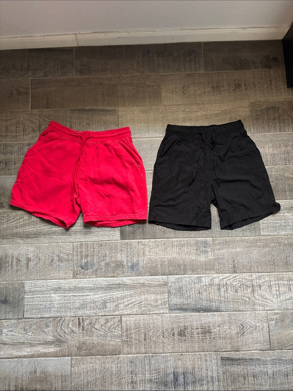 Men's Cargo Shorts - Black and Bright Red